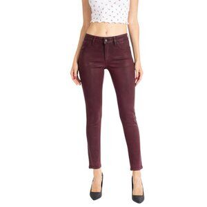 KanCan Mid Rise Coated Denim Ankle Skinny Jeans in Burgundy - Sz 13/30 - NWT